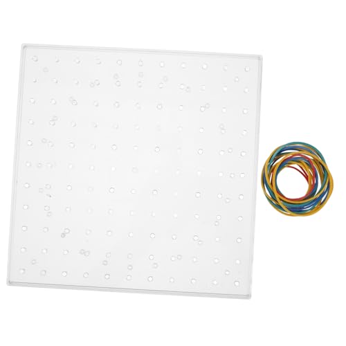 ZUNOXAZ Doppelseitiges Geoboard Nagelbrett Transparent mit Bunten Gummibändern Mathematisches Lernspielzeug für Grundschule von Formenlehre und Kritischem Denken von ZUNOXAZ