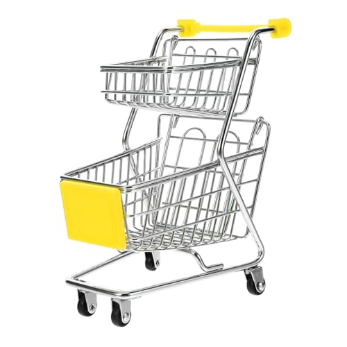 ZUNOXAZ Einkaufswagen Kleiner Einkaufswagen Karren Auto Mini-Trolley für Miniatur Mini-Supermarktwagen Mini-Einkaufswagen Kinderspielzeug Eisen Gelb von ZUNOXAZ