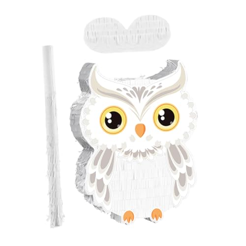 ZUNOXAZ Eulen Piñata mit und Augenbinde Interaktives Waldtier Spiel für Kindergeburtstag Waldparty Halloween und Shower Einfach zu Befüllen Dschungel Motto Partydeko von ZUNOXAZ