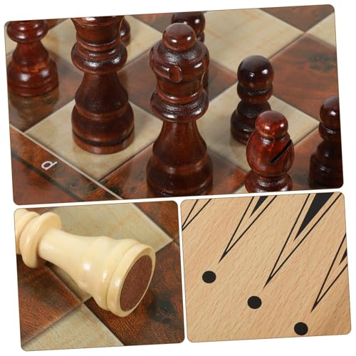 ZUNOXAZ Faltbares Schachspiel aus Holz Multifunktionales Schachbrett Leichtes Reisespiel für Schach Dame und Glatte Spielsteine für Erwachsene von ZUNOXAZ