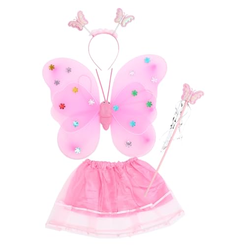 ZUNOXAZ Feenkostüm Set mit Schmetterlingsflügeln Haarreif Rock und Zauberstab Kostüm für Halloween Karneval und Cosplay Partys von ZUNOXAZ