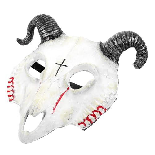 ZUNOXAZ Halloween Goat Skull Maske Blutige Weiße Halloween Party Maske Tierkopf Requisite für Cosplay Kostüm Bälle und Gruselige Verkleidung Erwachsene Jungen von ZUNOXAZ