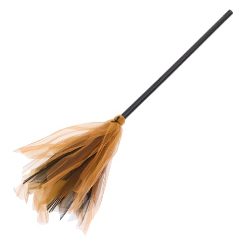 ZUNOXAZ Halloween Hexenbesen Dekoration Abnehmbar Orange Schwarz Leichtes Party Accessoire für Cosplay Tanz und Grusel Events Vielseitiger Hexenbesen für Halloween Deko und von ZUNOXAZ