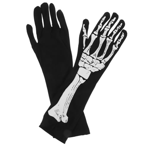 ZUNOXAZ Halloween Skelett Handschuhe Langarm Dekorative Cosplay Requisiten Gruselige Party Handschuhe Unisex Elastisch Komfortabel für Halloween Kostüm von ZUNOXAZ