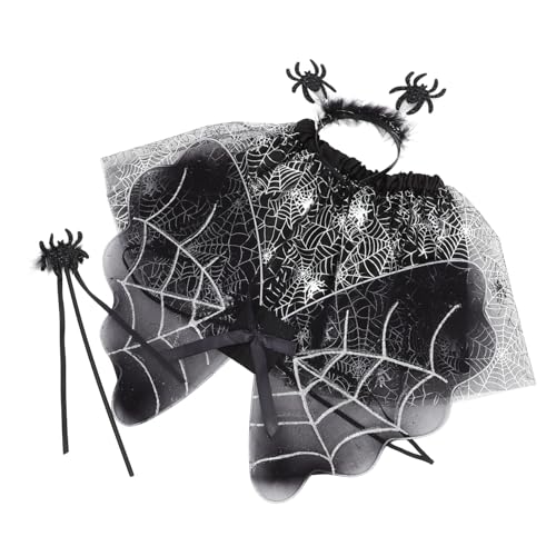 ZUNOXAZ Halloween Spinnenkostüm Set mit Tüllrock Flügeln Haarreif und Zauberstab Bequeme Party Garderobe für Mädchen Vielseitig für Karneval Bühnenauftritte und Tanzveranstaltungen von ZUNOXAZ