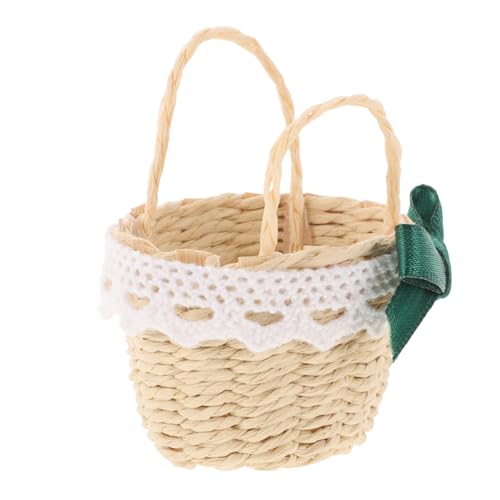 ZUNOXAZ Handgefertigter Miniatur Flechtkorb aus Bambus Leichter Kompakter Weidenkorb für Puppenhaus Dekoration Vielseitig als Fotorequisite und Miniatur Szene Handgewebtes Puppenhaus von ZUNOXAZ