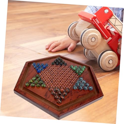 ZUNOXAZ Holz Chinese Checkers mit Glas murmeln Natürliches Sechseckiges Brettspiel für Familie Intelligentes Gesellschaftsspiel für Junge Mädchen und Erwachsene von ZUNOXAZ