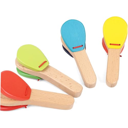 ZUNOXAZ Holz Kindercastagnetten mit Langem Griff Blau Leichtes Percussion Instrument Rhythmisches Handklapper für Junge Mädchen zur Musikalischen Früherziehung und Sensorischen von ZUNOXAZ