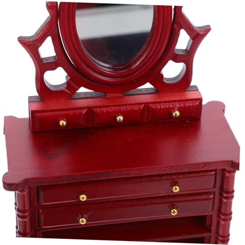 ZUNOXAZ Holz Kommode mit Spiegel und Mini Kabinett für Puppen Schlafzimmer und Wohnzimmer Deko in Rotbraun ZUNOXAZ Holz Kommode mit Spiegel und Mini Kabinett für Puppen Schlafzimmer und Wohnzimmer Deko in Rotbraun von ZUNOXAZ