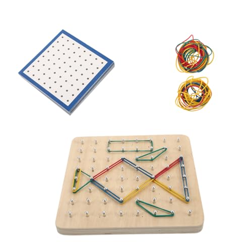ZUNOXAZ Holz Nagelbrett Geoboard Lernspielzeug für Montessori Mathe Lernwerkzeug Geometrische Formen Kreatives Steckbrett Geduld Hand Augen Koordination und Formverständnis von ZUNOXAZ