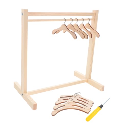 ZUNOXAZ Holz Puppenkleiderbügel mit Kunststoffbügeln rutschfest Tragbar und Leicht Puppenhaus Garderobe Zubehör für Puppenkleider Aufbewahrung und Präsentation von ZUNOXAZ