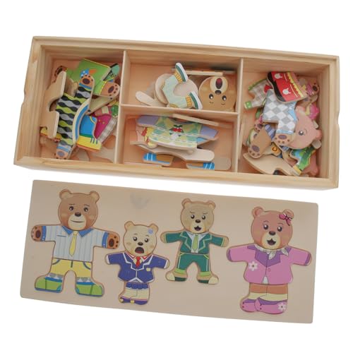 ZUNOXAZ Holzpuzzle Bär Anziehspielzeug aus Holz Pädagogisches Lernspielzeug für Farbenfrohes Robustes Teiliges Fördert Kreativität und Vorstellungskraft bei Jungen und Mädchen von ZUNOXAZ