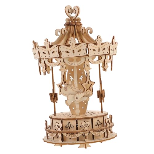 ZUNOXAZ Holzpuzzle Karussell Modell Bausatz aus Holz Pädagogisches DIY für Kreativität Geduld und Dekoration Handgefertigtes Puzzle für Erwachsene von ZUNOXAZ