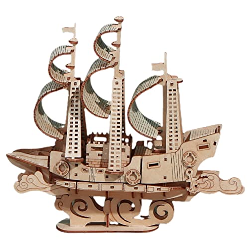 ZUNOXAZ Holzpuzzle Segelboot Modell DIY Boot Puzzle für Nautische Deko Fördert Konzentration Kreativität für Eltern Interaktion Vielseitig Einsetzbar von ZUNOXAZ