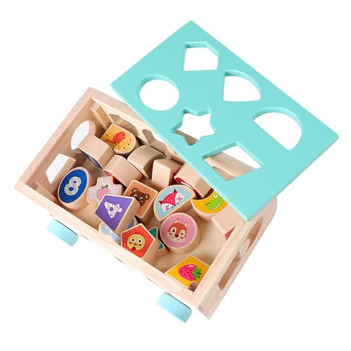 ZUNOXAZ Holzspielzeug Bus Form Lernspielzeug mit Früchten Zahlen Formen und Tieren zum Sortieren für Kleinkinder Ab Jahr zur Motorik und Kognition von ZUNOXAZ
