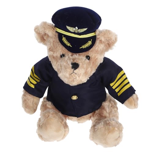 ZUNOXAZ Kapitänsbär Plüschtier Kuscheliger Flugzeugpilot Plüschbär Sanft und Schmusefreundlich Dekor für Zuhause und Büro Geschenkidee für Familie und Freunde von ZUNOXAZ