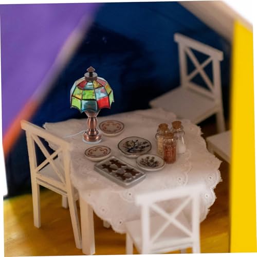 ZUNOXAZ LED Vintage Schreibtischlampe für Puppenhausbeleuchtung und Dekoration Leichte Installation Batteriefrei Detailgetreues Miniatur Zubehör von ZUNOXAZ