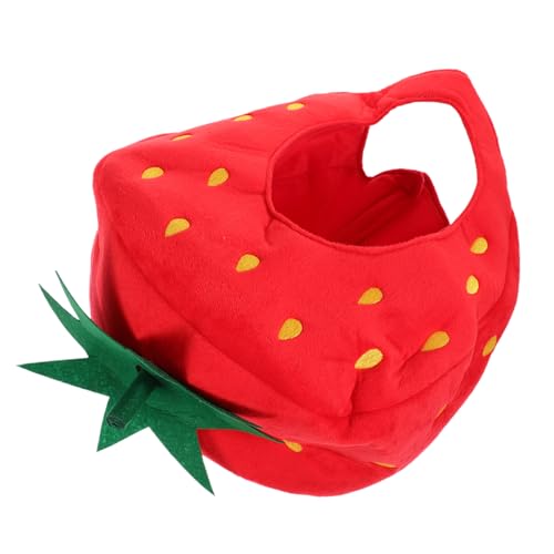 ZUNOXAZ Lustige Plüsch Erdbeer Kopfbedeckung Cartoon Strawberry Headgear Weiches Hautfreundliches Material Für Party Cosplay Bühnenauftritte Karneval Winteraccessoire von ZUNOXAZ