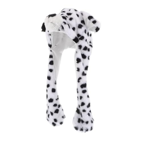ZUNOXAZ Lustige Tiermütze mit Beweglichen Dalmatiner Design Multifunktional Schal Nutzbar für Halloween Weihnachten Cosplay und Partys für Erwachsene von ZUNOXAZ