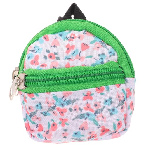 ZUNOXAZ Mini Puppenrucksack Dekorativer Rucksack für Puppen Polyester Blumenmuster Grün Zubehör für Puppenoutfits und Fotografie Perfektes für Puppenliebhaber von ZUNOXAZ