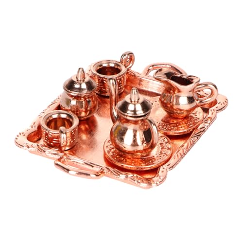 ZUNOXAZ Mini -Tee -Set winzig Puppe Bausatz Miniaturverzierung Roségold von ZUNOXAZ