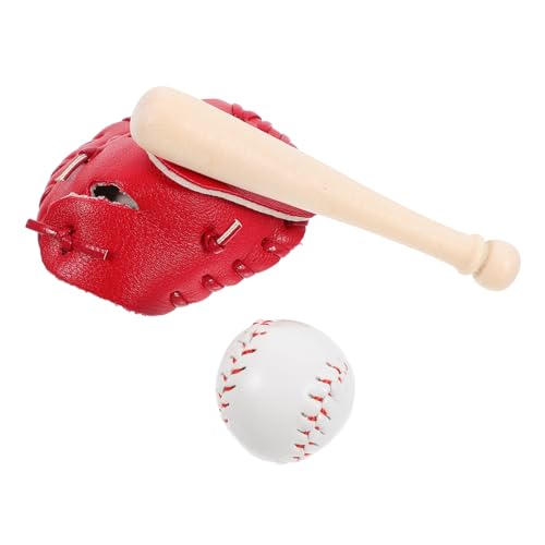 ZUNOXAZ Miniatur Baseball mit Mini Baseballschläger Handschuh und Ball Detailreiches Sport für Puppenhaus Leichtes Sammelobjekt und Geeignet für Bastelprojekte und Sportthemen von ZUNOXAZ
