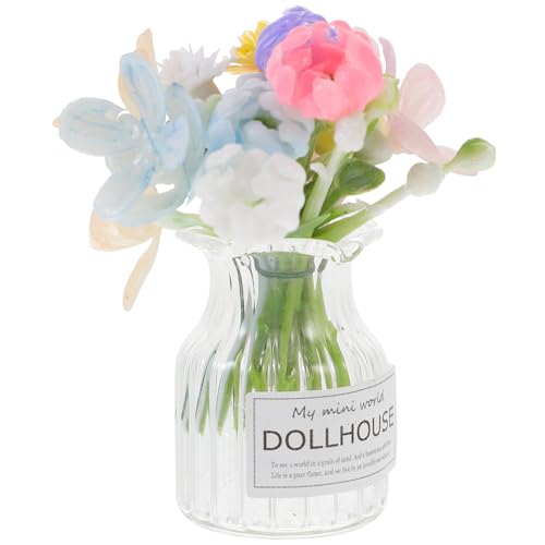 ZUNOXAZ Miniatur Glasblumenvase Puppenhaus Dekoration Realistische Miniatur Blumentopf Handgefertigte Mini Pflanze für Puppenmöbel Lebensechte Szene Zubehör für Miniaturhäuser von ZUNOXAZ