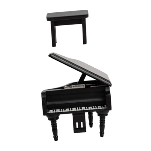 ZUNOXAZ Miniatur Holz Klavier Modell mit Realistischem Design Miniatur Flügel Puppenhaus Möbel Dekoratives Musikinstrument für Mini Haus Dekoration Leicht und Tragbar Teiliges in Schwarz von ZUNOXAZ