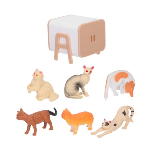 ZUNOXAZ Miniatur Katzenfiguren Kunststoff Spielset Realistische Katzen Miniaturfiguren für Puppenhaus Dekoration Interaktives DIY Basteln Geburtstags Weihnachtsdeko für Katzenfreunde von ZUNOXAZ