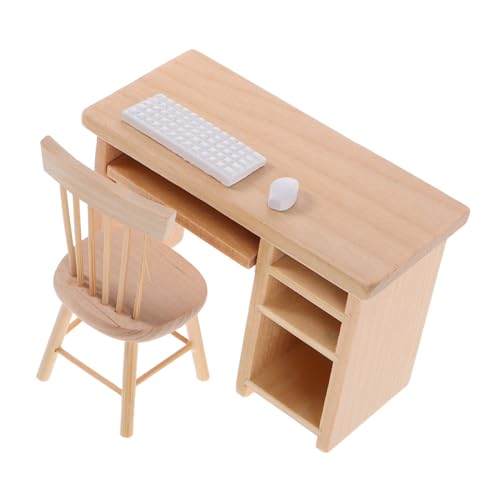 ZUNOXAZ Miniatur Puppenhaus Möbel Realistischer Mini Büro Tisch Stuhl mit Tastatur und Maus für Puppenhaus Lernspielzeug Kompakt und Tragbar ZUNOXAZ Miniatur Puppenhaus Möbel Realistischer Mini Büro Tisch Stuhl mit Tastatur und Maus für Puppenhaus Lernspielzeug Kompakt und Tragbar von ZUNOXAZ