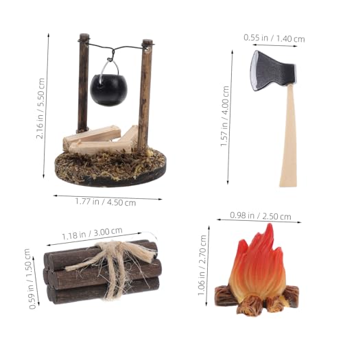 ZUNOXAZ Miniatur Puppenhaus Zubehör Teiliges mit Vintage Hängendem Ofen Mini Retro Feuerholzmodell und Axt Mikro Landschaftsdekoration für Puppenhaus und Mikrolandschaft DIY von ZUNOXAZ