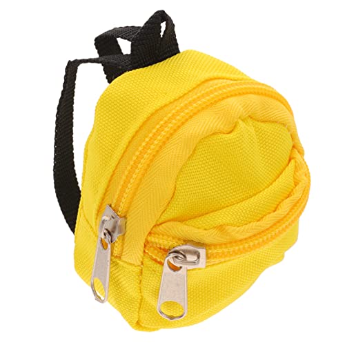 ZUNOXAZ Miniatur Puppenrucksack Gelb Niedliche Verarbeitete Tasche für Puppenhäuser Leichtes Polyester Dekorationszubehör für Puppenoutfits für Kreative Spielideen von ZUNOXAZ