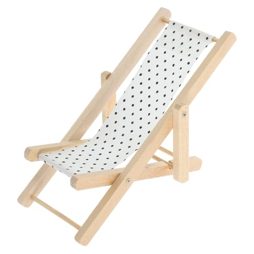 ZUNOXAZ Miniatur Strand Liegestuhl Puppenhaus Möbelmodell Leichter Holz Miniatur Deck Chair im Beach Stil Dekorativer Mini Lounge Stuhl für Puppenhaus Deko und Sammlerstücke von ZUNOXAZ