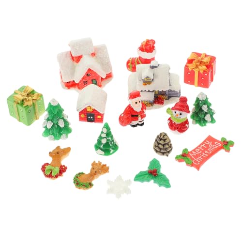 ZUNOXAZ Miniatur Weihnachtsdekoration Teilig Resin Figuren Weihnachtsbaum Tannenbaum Miniaturauto Puppenhaus Deko für Weihnachtslandschaft und Tischdeko von ZUNOXAZ