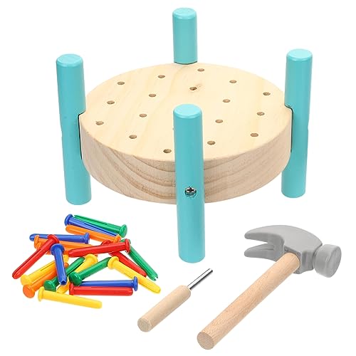 ZUNOXAZ Montessori Holz Nagelspielzeug für Kleinkinder Pädagogischer Hammer Tisch Motorische Hand Auge Koordination Training Leichtes Sicheres Hammer für Ab Monaten von ZUNOXAZ