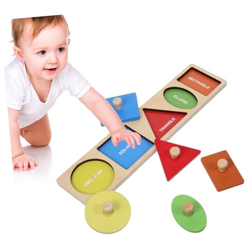 ZUNOXAZ Montessori Holzform Puzzle mit Griffbrett Langlebiges Pädagogisches Steckpuzzle zur Feinmotorikförderung und Formenerkennung für Kleinkinder Ab Jahr von ZUNOXAZ