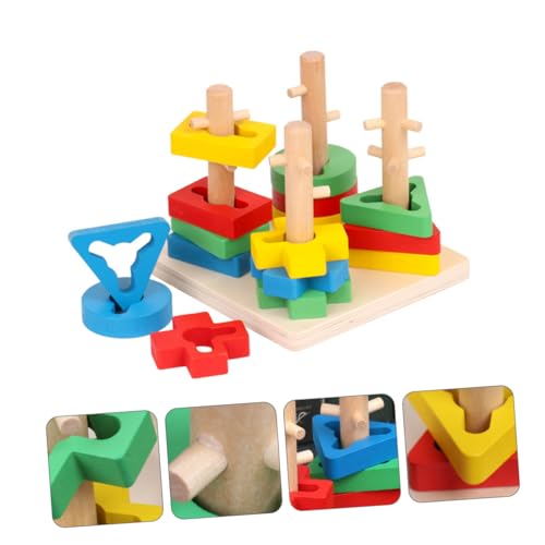 ZUNOXAZ Montessori Holzspielzeug für Kleinkinder Ab Jahr Pädagogisches Geometrisches Sortierspiel mit Stabilen Bausteinen Motorikförderndes Stapel und Lernspielzeug für Vorschulkinder von ZUNOXAZ