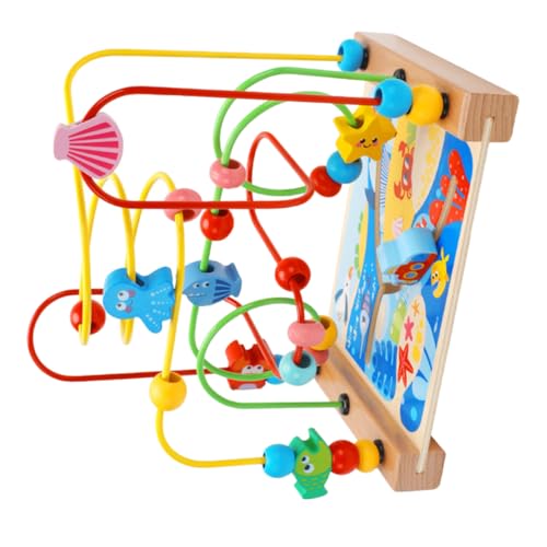 ZUNOXAZ Perlen Labyrinth Kinderspiele Frühpädagogisches Perlen Rollenspielzeug Kindertierperlenspielzeug Perlenlabyrinth Achterbahn Rund Um Kreis Perlen Holz von ZUNOXAZ