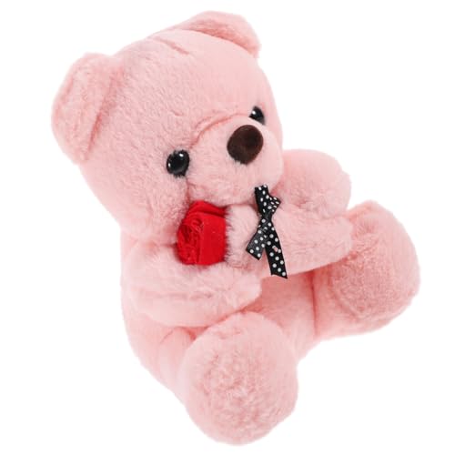 ZUNOXAZ Plüschbär Kuscheltier Weicher Stofftier Bär mit Rosen Valentinstag Niedlicher Plüschbär Kuscheldoll für Sofa Schlafzimmer Wohnzimmer von ZUNOXAZ