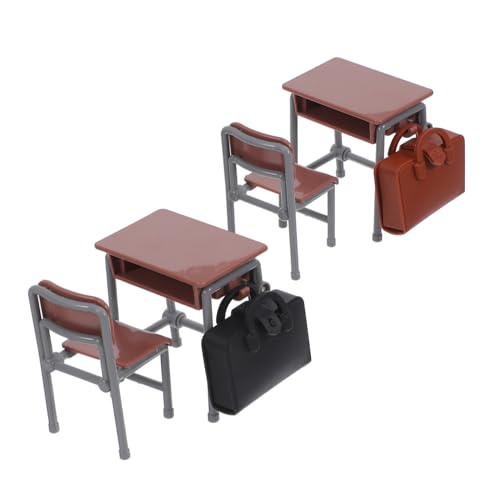ZUNOXAZ Puppenhaus Schreibtisch Stuhl und Rucksack Handgefertigte Miniaturmöbel für Sammler und Kreative Spielwelten für Puppenhausdekoration von ZUNOXAZ