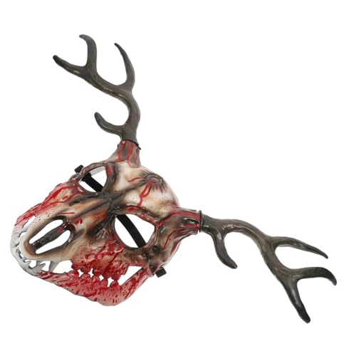 ZUNOXAZ Realistische Tiermaske mit Abnehmbaren Geweihen Atmungsaktive Halloween Hirschmaske für Erwachsene Vielseitig für Cosplay Partys und Aufführungen Komfortabel und Leicht zu Lagern von ZUNOXAZ