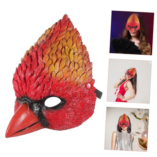 ZUNOXAZ Realistische Vogelkopf Maske Rot PU Tierkostüm Karneval Party Zubehör Leicht Tragbar Für Maskenball Halloween Rollenspiele von ZUNOXAZ