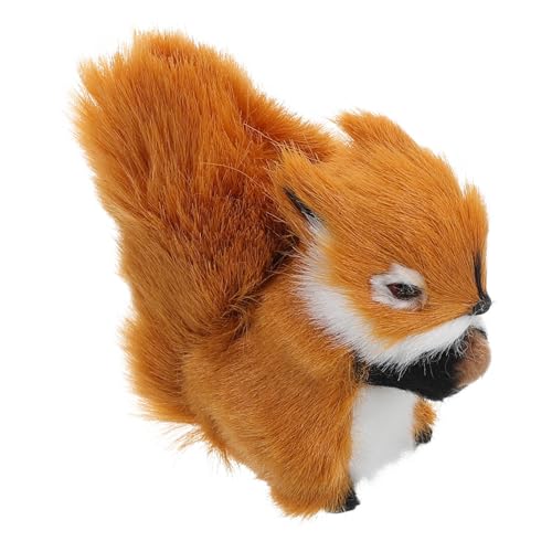 ZUNOXAZ Realistisches Kleines Plüsch eichhörnchen Dekofigur Naturgetreues Flauschiges Tiermodell Vielseitige Wohn Bürodekoration Charmantes Geschenk für Naturliebhaber von ZUNOXAZ