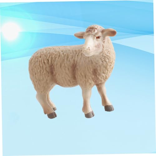 ZUNOXAZ Realistisches Schaf Modell Detailgetreues Tier Ornament aus Kunststoff Kreatives Dekorationsspielzeug für Kinderzimmer Sicheres Desktop dekoobjekt Beiges Wildtier Modell von ZUNOXAZ