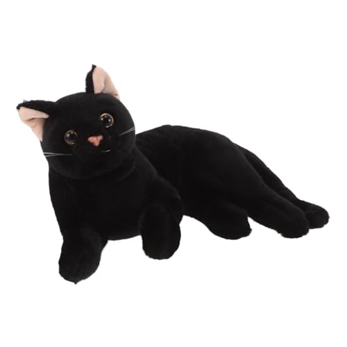 ZUNOXAZ Realistisches Schwarzes Plüschkatzen Stofftier Weiches Kuscheliges Halloween Deko Lebensechte Cartoon Katze Vielseitiges für Katzenliebhaber von ZUNOXAZ