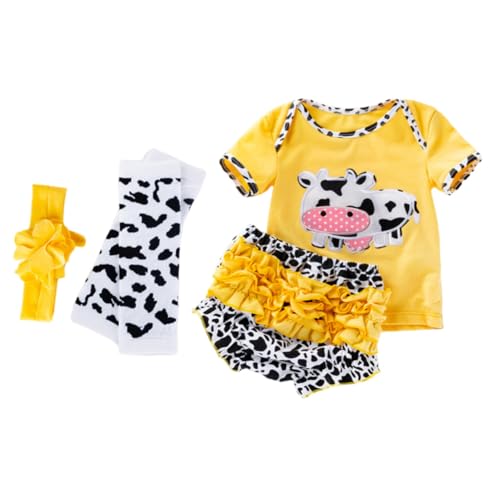 ZUNOXAZ Reborn Puppenkleidung Baumwolle Haarband Hose Strumpfhose für Girl Doll Outfit Niedliche Babypuppe Kleidung Gelb Cow Print ZUNOXAZ Reborn Puppenkleidung Baumwolle Haarband Hose Strumpfhose für Girl Doll Outfit Niedliche Babypuppe Kleidung Gelb Cow Print von ZUNOXAZ
