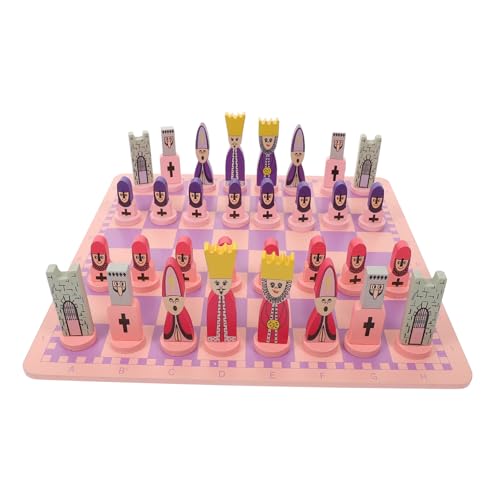 ZUNOXAZ Schachspiel Set aus Premium Holz Pädagogisches Schachbrett mit Bunten Cartoon Figuren für Gedächtnistraining und Spielerisches Lernen Geeignet für Erwachsene von ZUNOXAZ