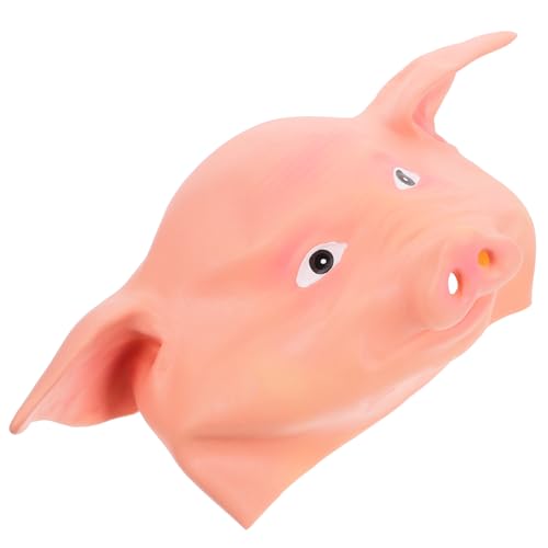 ZUNOXAZ Schweinekopfbedeckung realistisch Schweinemaske für Erwachsene Halloween für Erwachsene Ohren Halloween-Attacken halloween Kostümzubehör für Party Emulsion Beige von ZUNOXAZ