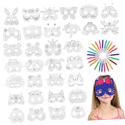 ZUNOXAZ Teiliges DIY Masken mit Tiermotiven Farbigem Aquarellstift Elastischem Band Leichte Dekorative Gesichtsmasken zum Bemalen für Karneval Maskenball Halloween und Cosplay ZUNOXAZ Teiliges DIY Masken mit Tiermotiven Farbigem Aquarellstift Elastischem Band Leichte Dekorative Gesichtsmasken zum Bemalen für Karneval Maskenball Halloween und Cosplay von ZUNOXAZ