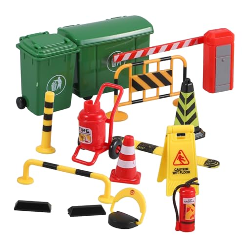 ZUNOXAZ Teiliges Miniatur Verkehrsabsperrungen Spielzeugset Bunte Verkehrszeichen Modelle Leichtes Straßensperrspielzeug für Lernspiele Sandkasten Modellbau und Verkehrssicherheitsschulung von ZUNOXAZ